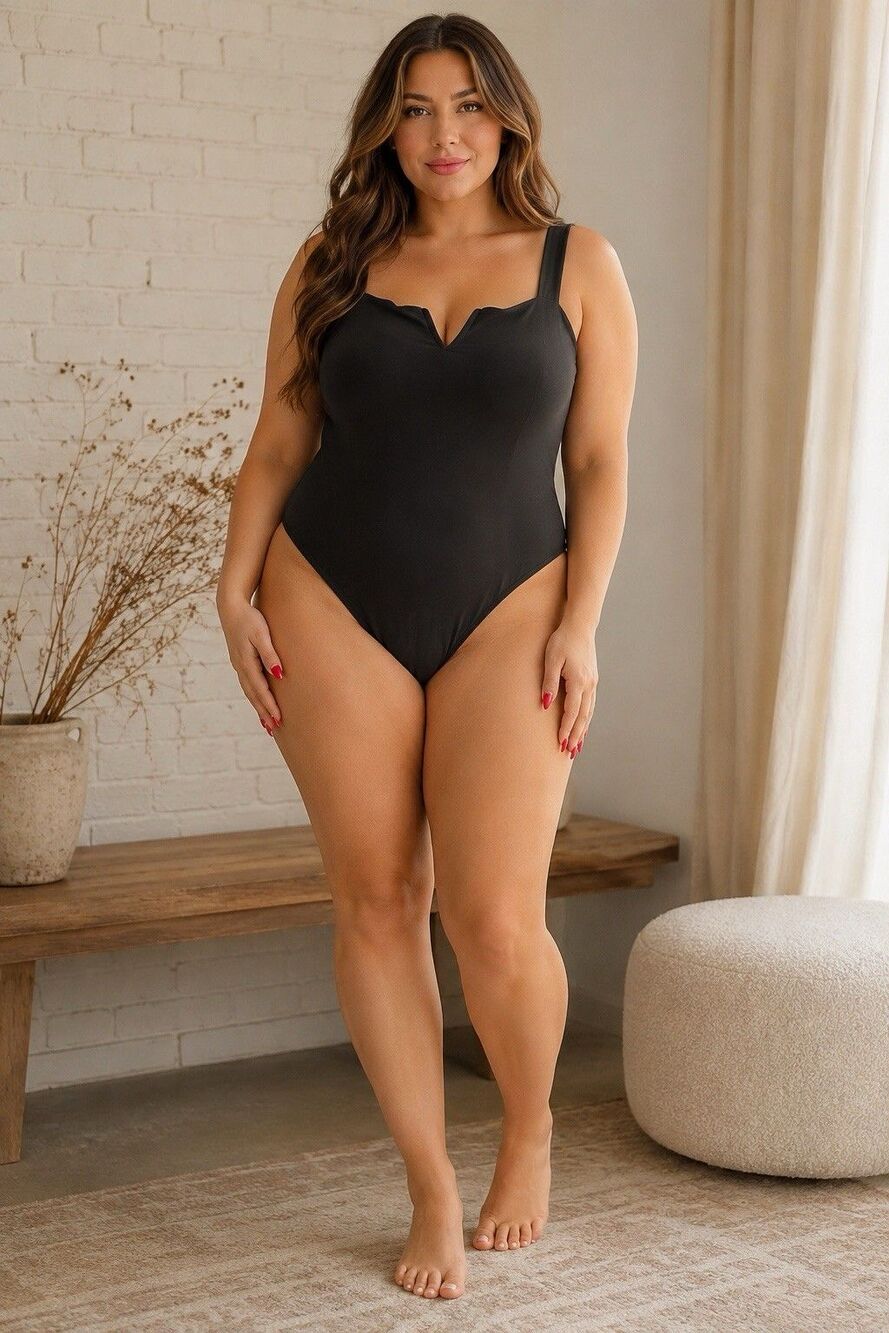 Abound Women's Black V-Neck Tank Bodysuit Sleeveless Stretch Size L NEW